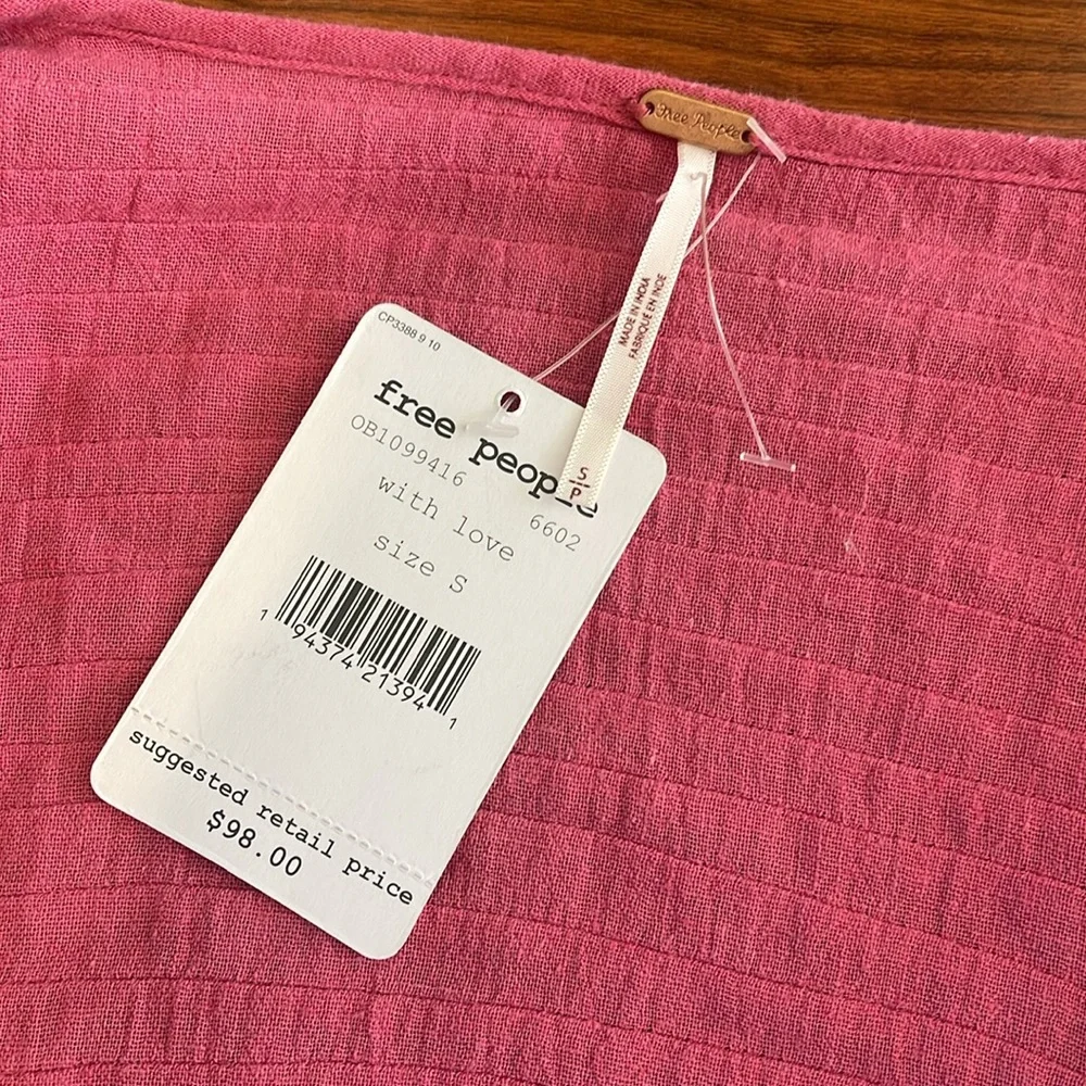 COPY - NWT Free People Pink Short Bubble Sleeve Tunic Midi Dress Top